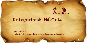 Kriegerbeck Márta névjegykártya